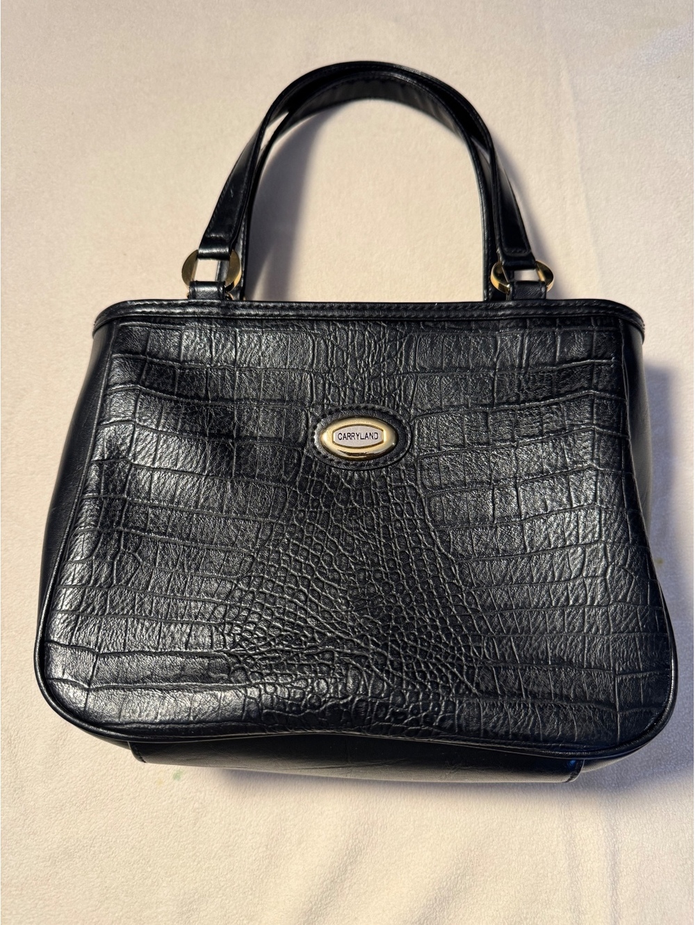 Capfuns Black Croc Embossed Handbag